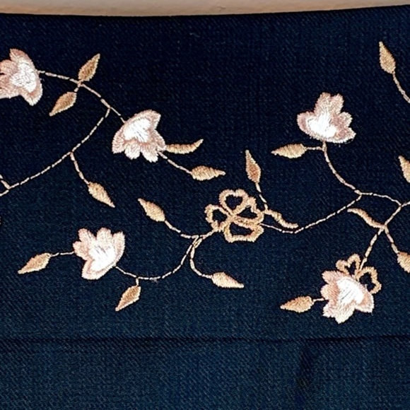 Loft Wool Blend Pencil Skirt With Embroidered Floral Detail - Picture 3 of 8